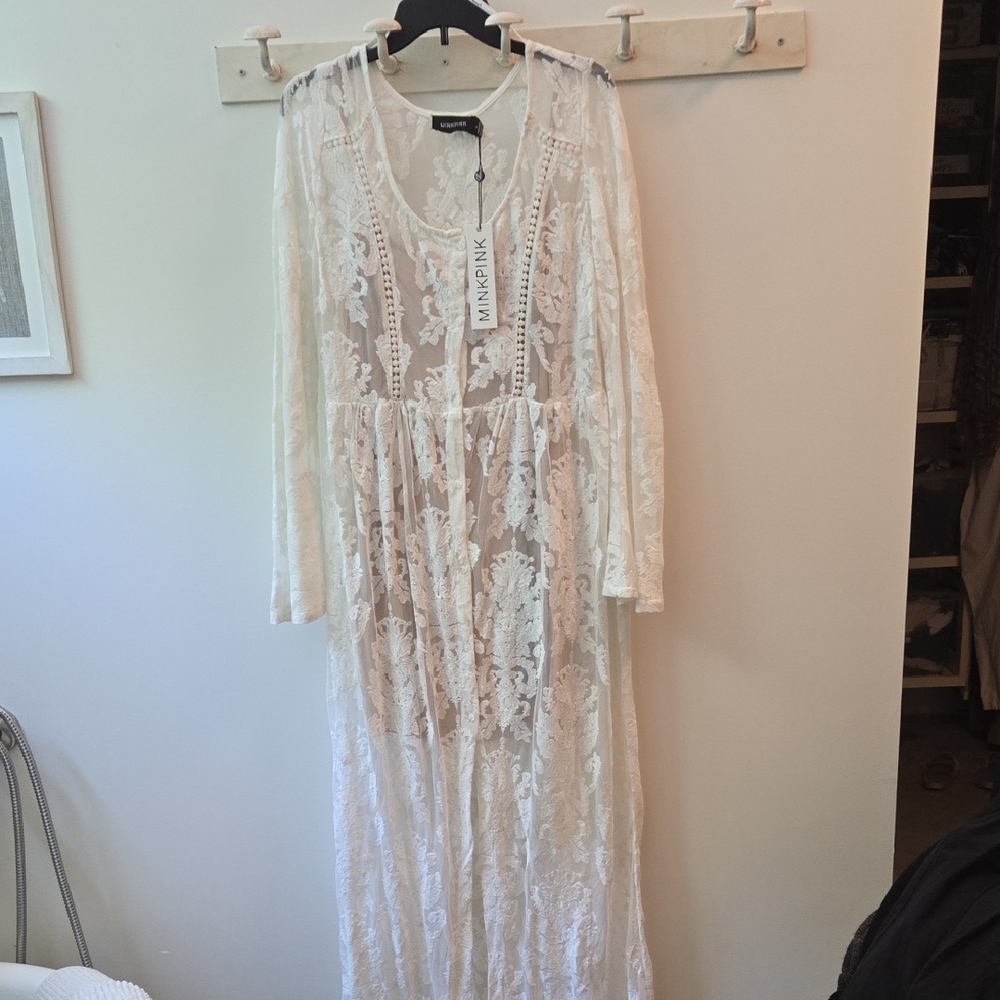 MINKPINK White Lace Maxi Dress